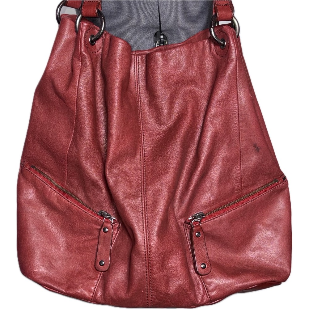 Kenneth Cole Reaction Hobo Bag Y2K Burgundy Leather 13x16x5.75 Large